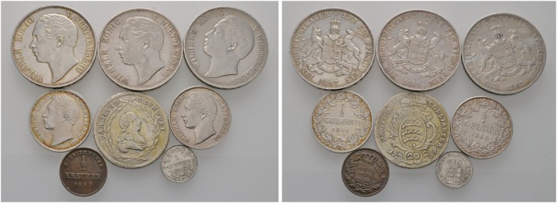 Lots altdeutscher Münzen und Medaillen 
 8 Stücke: WÜRTTEMBERG . 20 Kreuzer 176...