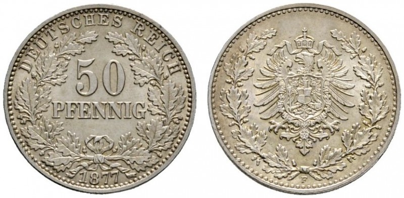 Deutsche Münzen und Medaillen ab 1871 
 Kleinmünzen 
 50 Pfennig 1877 F. J. 8....