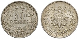 Deutsche Münzen und Medaillen ab 1871 
 Kleinmünzen 
 50 Pfennig 1877 F. J. 8. vorzüglich-Stempelglanz