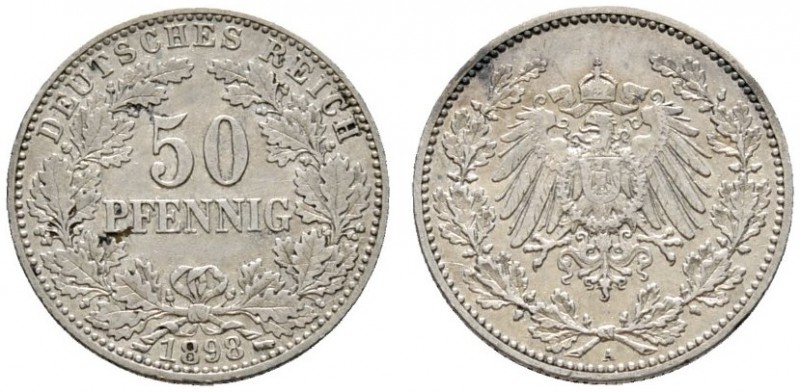 Deutsche Münzen und Medaillen ab 1871 
 Kleinmünzen 
 50 Pfennig 1898 A. J. 15...