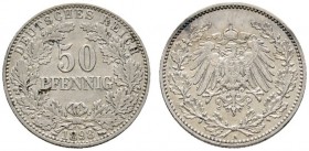 Deutsche Münzen und Medaillen ab 1871 
 Kleinmünzen 
 50 Pfennig 1898 A. J. 15. sehr schön