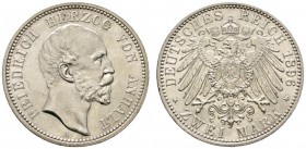 Deutsche Münzen und Medaillen ab 1871 
 Silbermünzen des Kaiserreiches 
 Anhalt. Friedrich I. 1871-1904 
 2 Mark 1896 A. 25-jähriges Regierungsjubi...