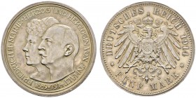 Deutsche Münzen und Medaillen ab 1871 
 Silbermünzen des Kaiserreiches 
 Anhalt. Friedrich II. 1904-1918 
 5 Mark 1914 A. Silberhochzeit. J. 25. fe...