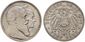 Deutsche Münzen und Medaillen ab 1871 
 Silbermünzen des Kaiserreiches 
 Baden. Friedrich I. 1852-1907 
 5 Mark 1906. Goldene Hochzeit. J. 35. vorz...