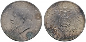 Deutsche Münzen und Medaillen ab 1871 
 Silbermünzen des Kaiserreiches 
 Bayern. Ludwig III. 1913-1918 
 5 Mark 1914 D. J. 53. feine Patina, vorzüg...