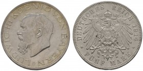 Deutsche Münzen und Medaillen ab 1871 
 Silbermünzen des Kaiserreiches 
 Bayern. Ludwig III. 1913-1918 
 5 Mark 1914 D. J. 53. vorzüglich-prägefris...