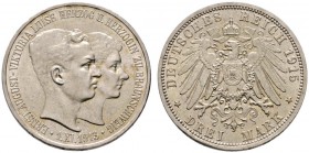 Deutsche Münzen und Medaillen ab 1871 
 Silbermünzen des Kaiserreiches 
 Braunschweig. Ernst August 1913-1916 
 3 Mark 1915 A. Regierungsantritt. O...