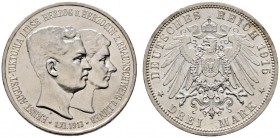 Deutsche Münzen und Medaillen ab 1871 
 Silbermünzen des Kaiserreiches 
 Braunschweig. Ernst August 1913-1916 
 3 Mark 1915 A. Regierungsantritt. M...