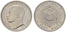 Deutsche Münzen und Medaillen ab 1871 
 Silbermünzen des Kaiserreiches 
 Hessen. Ernst Ludwig 1892-1918 
 3 Mark 1910 A. J. 76. leichte Tönung, Pol...