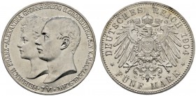 Deutsche Münzen und Medaillen ab 1871 
 Silbermünzen des Kaiserreiches 
 Lippe. Friedrich Franz IV. 1897-1918 
 5 Mark 1904 A. Hochzeit. J. 87. fas...
