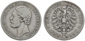 Deutsche Münzen und Medaillen ab 1871 
 Silbermünzen des Kaiserreiches 
 Mecklenburg-Strelitz. Friedrich Wilhelm 1860-1904 
 2 Mark 1877 A. J. 90. ...
