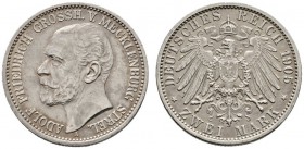 Deutsche Münzen und Medaillen ab 1871 
 Silbermünzen des Kaiserreiches 
 Mecklenburg-Strelitz. Adolf Friedrich V. 1904-1914 
 2 Mark 1905 A. J. 91....