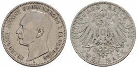 Deutsche Münzen und Medaillen ab 1871 
 Silbermünzen des Kaiserreiches 
 Oldenburg. Friedrich August 1900-1918 
 2 Mark 1900 A. J. 94. kleiner Rand...