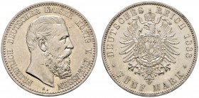 Deutsche Münzen und Medaillen ab 1871 
 Silbermünzen des Kaiserreiches 
 Preußen. Friedrich III. 1888 
 5 Mark 1888 A. J. 99. winzige Randfehler un...