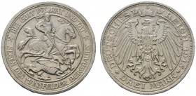 Deutsche Münzen und Medaillen ab 1871 
 Silbermünzen des Kaiserreiches 
 Preußen. Wilhelm II. 1888-1918 
 3 Mark 1915 A. Mansfelder Bergbau. J. 115...