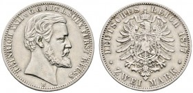 Deutsche Münzen und Medaillen ab 1871 
 Silbermünzen des Kaiserreiches 
 Reuß-ältere Linie. Heinrich XXII. 1867-1902 
 2 Mark 1877 B. J. 116. selte...