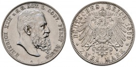 Deutsche Münzen und Medaillen ab 1871 
 Silbermünzen des Kaiserreiches 
 Reuß-ältere Linie. Heinrich XXII. 1867-1902 
 2 Mark 1899 A. J. 118. klein...