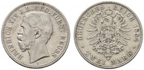 Deutsche Münzen und Medaillen ab 1871 
 Silbermünzen des Kaiserreiches 
 Reuß-jüngere Linie. Heinrich XIV. 1867-1913 
 2 Mark 1884 A. J. 120. fast ...