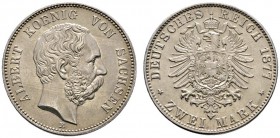 Deutsche Münzen und Medaillen ab 1871 
 Silbermünzen des Kaiserreiches 
 Sachsen. Albert 1873-1902 
 2 Mark 1877 E. J. 121. seltenes Prachtexemplar...
