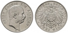 Deutsche Münzen und Medaillen ab 1871 
 Silbermünzen des Kaiserreiches 
 Sachsen. Georg 1902-1904 
 2 Mark 1904 E. Auf seinen Tod. J. 132. fast Ste...