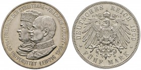 Deutsche Münzen und Medaillen ab 1871 
 Silbermünzen des Kaiserreiches 
 Sachsen. Friedrich August III. 1904-1918 
 5 Mark 1909. Uni Leipzig. J. 13...