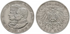 Deutsche Münzen und Medaillen ab 1871 
 Silbermünzen des Kaiserreiches 
 Sachsen. Friedrich August III. 1904-1918 
 5 Mark 1909. Uni Leipzig. J. 13...