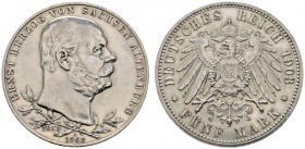 Deutsche Münzen und Medaillen ab 1871 
 Silbermünzen des Kaiserreiches 
 Sachsen-Altenburg. Ernst 1853-1908 
 5 Mark 1903 A. Regierungsjubiläum. J....