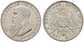 Deutsche Münzen und Medaillen ab 1871 
 Silbermünzen des Kaiserreiches 
 Sachsen-Meiningen. Georg II. 1866-1915 
 3 Mark 1913 D. J. 152. vorzüglich...