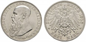 Deutsche Münzen und Medaillen ab 1871 
 Silbermünzen des Kaiserreiches 
 Sachsen-Meiningen. Georg II. 1866-1915 
 3 Mark 1915. Auf seinen Tod. J. 1...