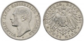 Deutsche Münzen und Medaillen ab 1871 
 Silbermünzen des Kaiserreiches 
 Sachsen-Weimar-Eisenach. Wilhelm Ernst 1901-1918 
 2 Mark 1901 A. Regierun...