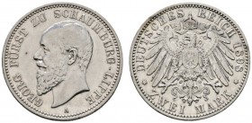 Deutsche Münzen und Medaillen ab 1871 
 Silbermünzen des Kaiserreiches 
 Schaumburg-Lippe. Georg 1893-1911 
 2 Mark 1898. J. 164. gutes sehr schön...