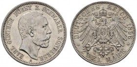 Deutsche Münzen und Medaillen ab 1871 
 Silbermünzen des Kaiserreiches 
 Schwarzburg-Sondershausen. Karl Günther 1880-1909 
 2 Mark 1896 A. J. 168....