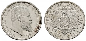 Deutsche Münzen und Medaillen ab 1871 
 Silbermünzen des Kaiserreiches 
 Württemberg. Wilhelm II. 1891-1918 
 2 Mark 1913 F. J. 174. fast Stempelgl...