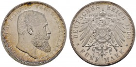 Deutsche Münzen und Medaillen ab 1871 
 Silbermünzen des Kaiserreiches 
 Württemberg. Wilhelm II. 1891-1918 
 5 Mark 1903 F. J. 176. seltenes Prach...
