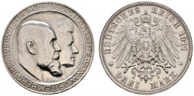 Deutsche Münzen und Medaillen ab 1871 
 Silbermünzen des Kaiserreiches 
 Württemberg. Wilhelm II. 1891-1918 
 3 Mark 1911 F. Silberhochzeit. Hohes ...
