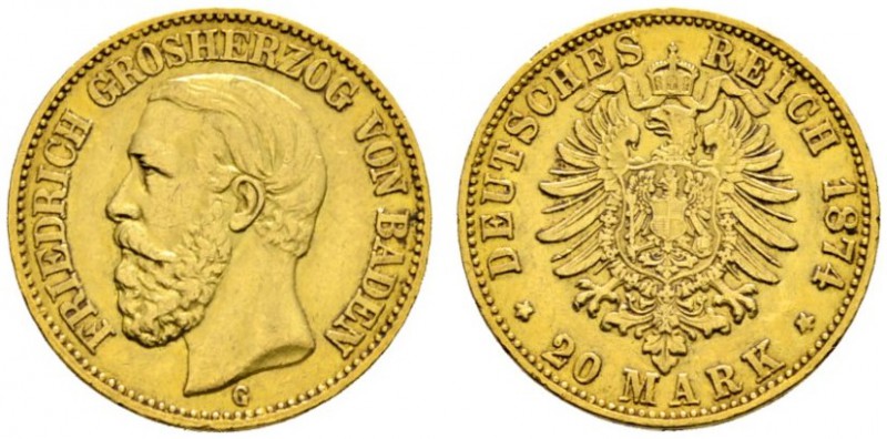 Deutsche Münzen und Medaillen ab 1871 
 Reichsgoldmünzen 
 Baden. Friedrich I....
