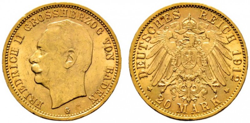 Deutsche Münzen und Medaillen ab 1871 
 Reichsgoldmünzen 
 Baden. Friedrich II...