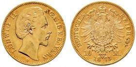 Deutsche Münzen und Medaillen ab 1871 
 Reichsgoldmünzen 
 Bayern. Ludwig II. 1864-1886 
 10 Mark 1873 D. J. 193. sehr schön-vorzüglich