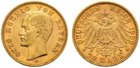 Deutsche Münzen und Medaillen ab 1871 
 Reichsgoldmünzen 
 Bayern. Otto 1886-1913 
 20 Mark 1900 D. J. 200. sehr schön-vorzüglich