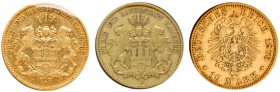 Deutsche Münzen und Medaillen ab 1871 
 Reichsgoldmünzen 
 Hamburg 
 10 Mark 1876 J. J. 209. der seltenste Jahrgang, sehr schön Mit Echtheits-Exper...