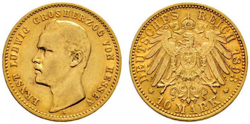 Deutsche Münzen und Medaillen ab 1871 
 Reichsgoldmünzen 
 Hessen. Ernst Ludwi...
