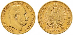 Deutsche Münzen und Medaillen ab 1871 
 Reichsgoldmünzen 
 Preußen. Wilhelm I. 1861-1888 
 10 Mark 1873 B. J. 242. sehr schön-vorzüglich