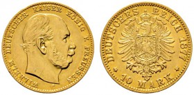 Deutsche Münzen und Medaillen ab 1871 
 Reichsgoldmünzen 
 Preußen. Wilhelm I. 1861-1888 
 10 Mark 1877 C. J. 245. sehr schön-vorzüglich