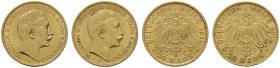 Deutsche Münzen und Medaillen ab 1871 
 Reichsgoldmünzen 
 Preußen. Wilhelm II. 1888-1918 
 Lot (2 Stücke): 20 Mark 1912 A. J. 252. vorzüglich