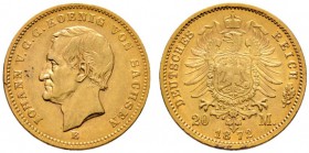 Deutsche Münzen und Medaillen ab 1871 
 Reichsgoldmünzen 
 Sachsen. Johann 1854-1873 
 20 Mark 1872 E. J. 258. sehr schön-vorzüglich/vorzüglich...
