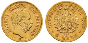 Deutsche Münzen und Medaillen ab 1871 
 Reichsgoldmünzen 
 Sachsen. Johann 1854-1873 
 Albert 1873-1902. 5 Mark 1877 E. J. 260. sehr schön-vorzügli...