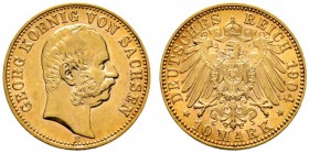 Deutsche Münzen und Medaillen ab 1871 
 Reichsgoldmünzen 
 Sachsen. Georg 1902-1904 
 10 Mark 1904 E. J. 265. vorzüglich/prägefrisch
