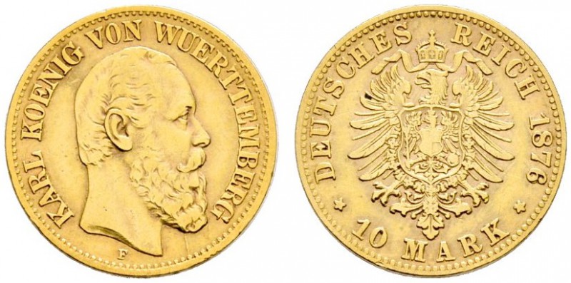 Deutsche Münzen und Medaillen ab 1871 
 Reichsgoldmünzen 
 Württemberg. Karl 1...