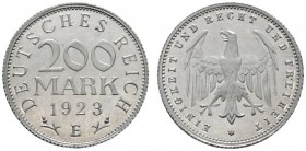 Deutsche Münzen und Medaillen ab 1871 
 Weimarer Republik 
 200 Mark 1923 E. J. 304. Polierte Platte