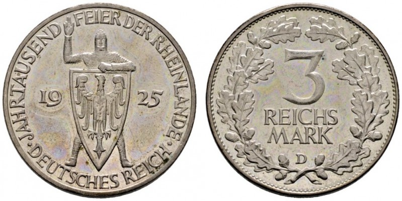 Deutsche Münzen und Medaillen ab 1871 
 Weimarer Republik 
 3 Reichsmark 1925 ...